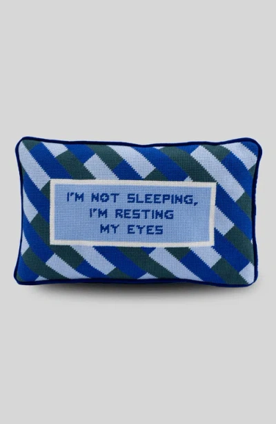 Furbish Eyes Resting Needlepoint Pillow In Blue