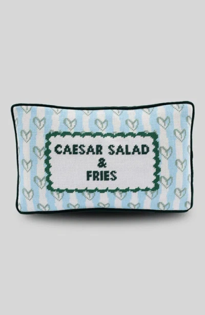 Furbish Girl Dinner Needlepoint Pillow In Green