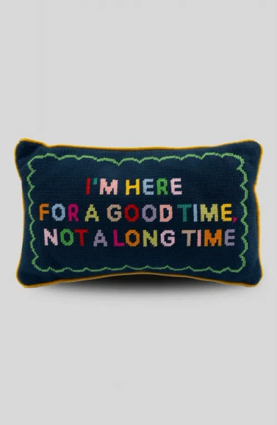 Furbish Good Time Needlepoint Pillow In Blue
