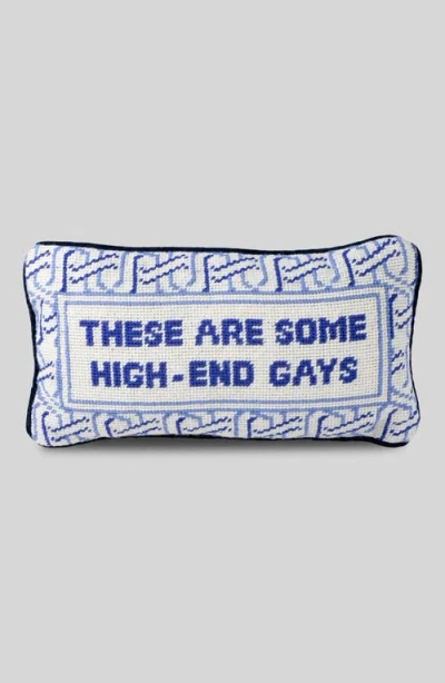 Furbish High-end Gays Needlepoint Pillow In Blue