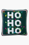 Furbish Ho Ho Ho Needlepoint Pillow In Green