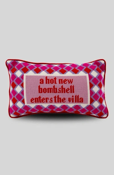 Furbish Hot New Bombshell Needlepoint Pillow In Pink