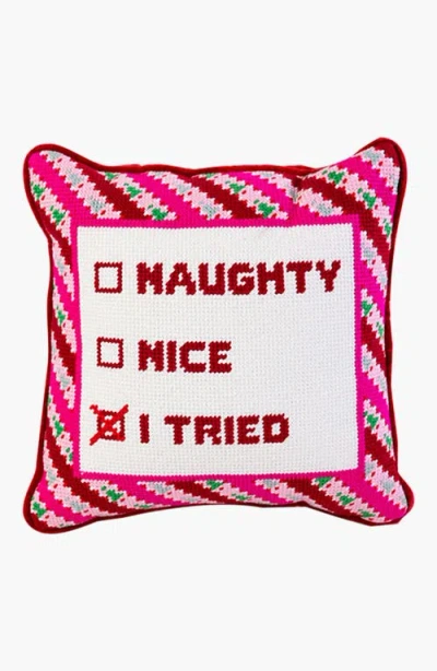 Furbish I Tried Needlepoint Pillow In Red