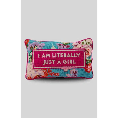 Furbish Just A Girl Needlepoint Pillow In Multi