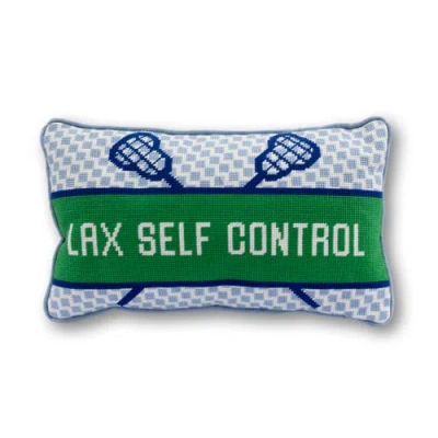 Furbish Lax Self Control Needlepoint Pillow In Green