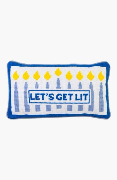 Furbish Let's Get Lit Needlepoint Pillow In Blue