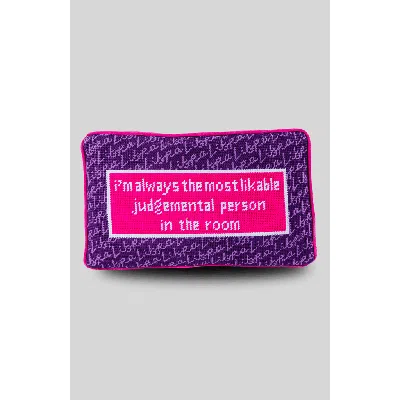 Furbish Libra Needlepoint Pillow In Purple