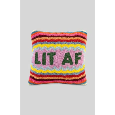 Furbish Lit Af Hook Pillow In Sky Blue, Multi