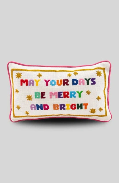 Furbish Merry & Bright Needlepoint Pillow In Multi