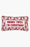 Furbish Merry Tipsy Needlepoint Pillow In Pink