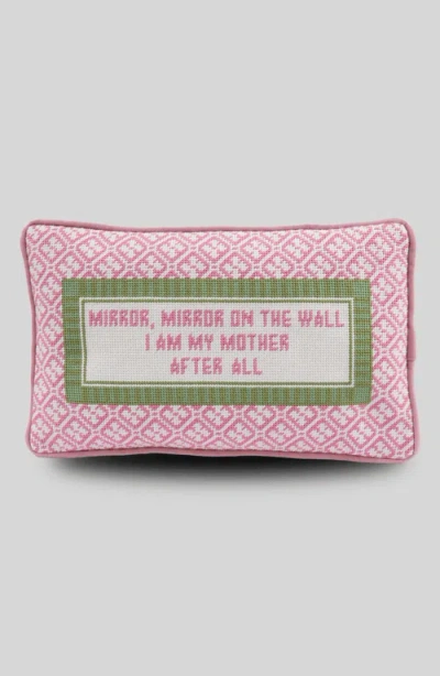 Furbish Mirror Mirror Needlepoint Pillow In Pink