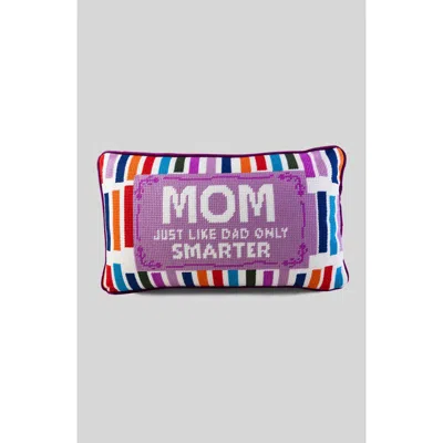 Furbish Mom Rules Needlepoint Pillow In Purple, White, Multi