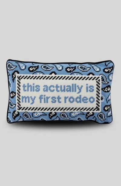 Furbish Needlepoint Pillow In Blue