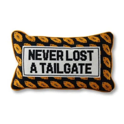 Furbish Never Lost A Tailgate Needlepoint Pillow In Black