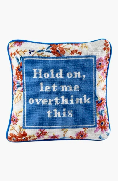 Furbish Overthink Needlepoint Pillow In Blue, White