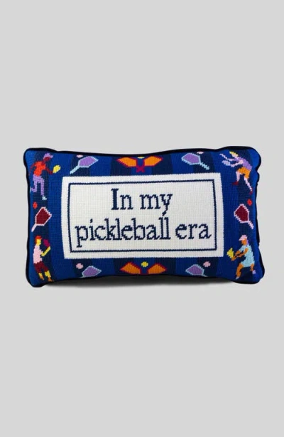 Furbish Pickleball Era Needlepoint Pillow In Navy Blue, Blue, White