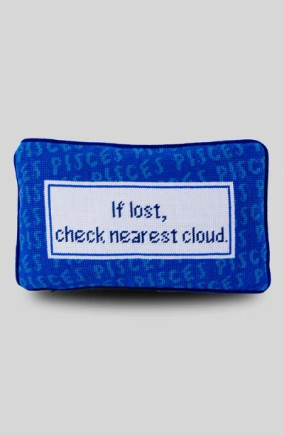 Furbish Pisces Needlepoint Pillow In Blue