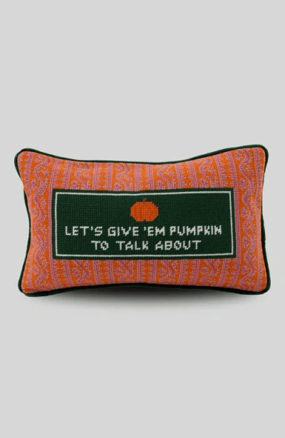 Furbish Pumpkin To Talk About Needlepoint Pillow In Multi