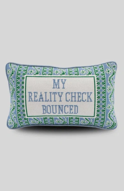 Furbish Reality Check Needlepoint Pillow In Blue