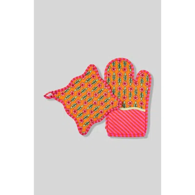 Furbish Red Pot Holder & Oven Mitt