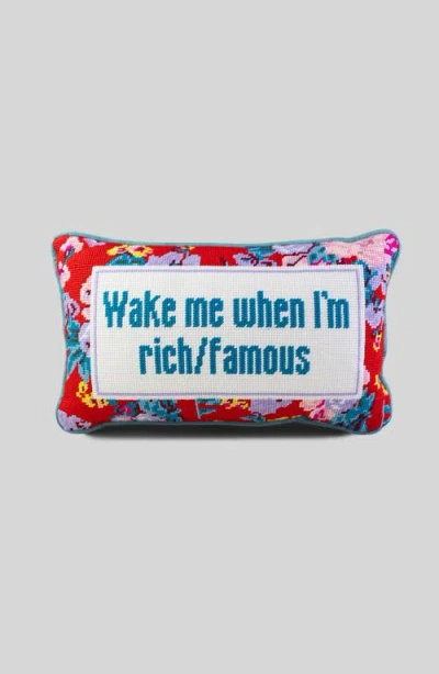 Furbish Rich And Famous Needlepoint Pillow In White