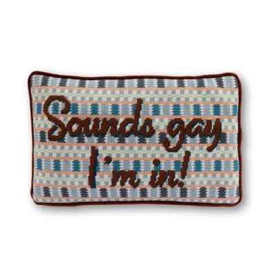 Furbish Sounds Gay Needlepoint Pillow In Multi