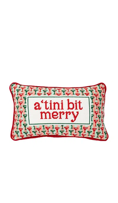 Furbish Studio A Tini Bit Merry Needlepoint Pillow In N,a