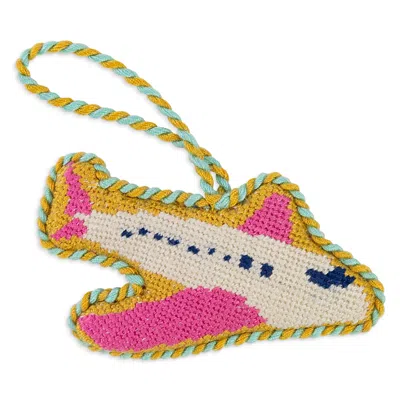 Furbish Studio Airplane Needlepoint Ornament In Multi