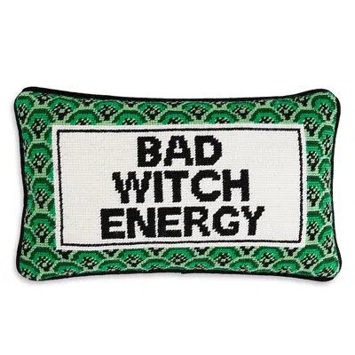 Furbish Studio Bad Witch Energy Needlepoint Decorative Pillow - Exclusive In Black/green