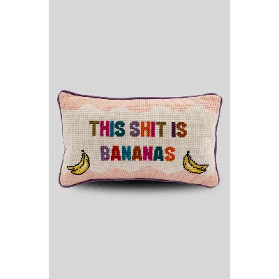 Furbish Studio Bananas Needlepoint Pillow In Neutral