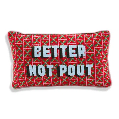 Furbish Studio Better Not Pout Needlepoint Pillow In Red