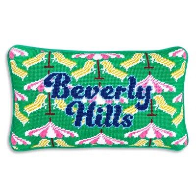 Furbish Studio Beverly Hills Needlepoint Decorative Pillow - Exclusive In Green
