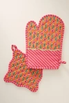 Furbish Studio Block Print Oven Mitt & Pot Holder Set