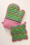 Furbish Studio Block Print Oven Mitt & Pot Holder Set