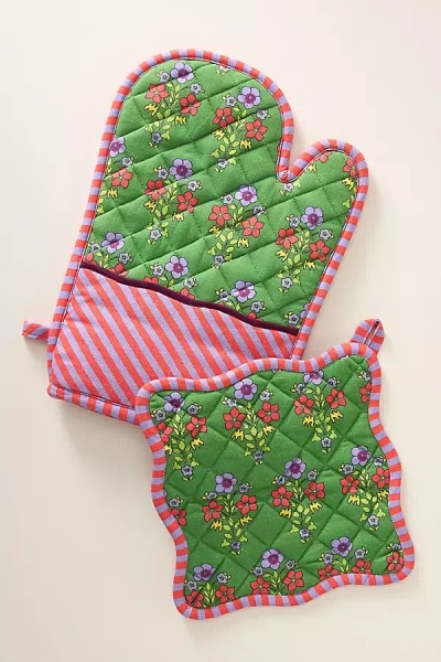 Furbish Studio Block Print Oven Mitt & Pot Holder Set