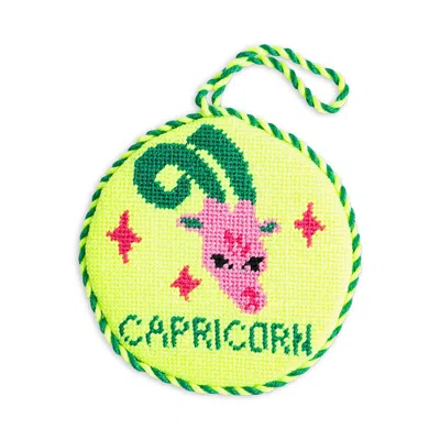 Furbish Studio Capricorn Needlepoint Zodiac Ornament In Multi