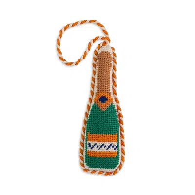 Furbish Studio Champagne Bottle Needlepoint Ornament In Multi