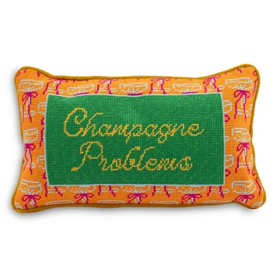 Furbish Studio Champagne Problems Needlepoint Pillow, 15 X 9 In Multi