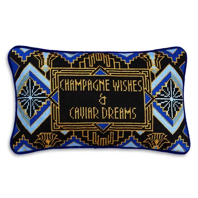 Furbish Studio Champagne Wishes Needlepoint Decorative Pillow, 15 X 9 In Blue