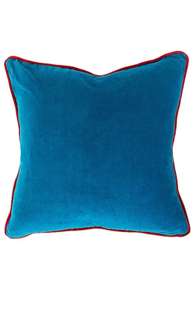 Furbish Studio Charliss Velvet Pillow In Peacock & Cherry