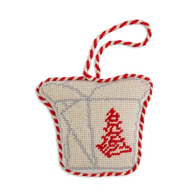 Furbish Studio Chinese Takeout Box Needlepoint Icon Ornament In Multi
