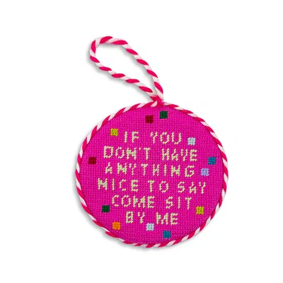 Furbish Studio Come Sit By Me Needlepoint Ornament In Pink