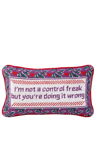Furbish Studio Control Freak Needlepoint Pillow In N,a