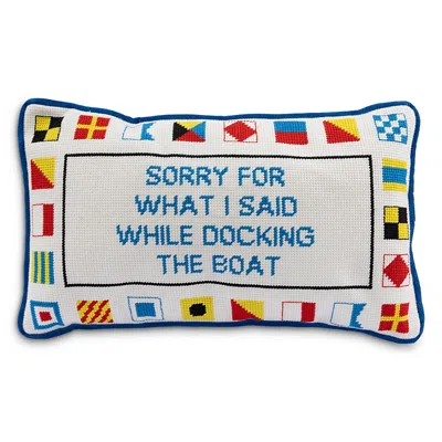 Furbish Studio Docking The Boat Needlepoint Pillow, 15 X 9 In Multi