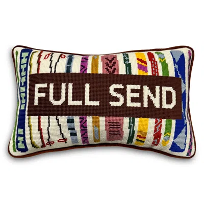 Furbish Studio Full Send Needlepoint Pillow, 15 X 9 In Brown