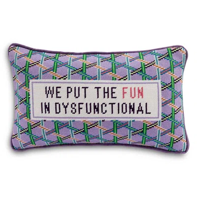 Furbish Studio Fun In Dysfunctional Needlepoint Pillow, 15 X 9 In Purple