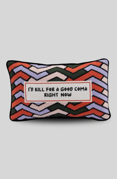 Furbish Studio Good Coma Needlepoint Pillow In Multi