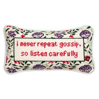 Furbish Studio Gossip Needlepoint Decorative Pillow In Green