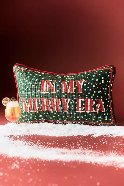 Furbish Studio Holiday Needlepoint Pillow In Green