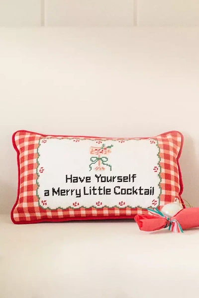 Furbish Studio Holiday Petite Needlepoint Pillow In Red